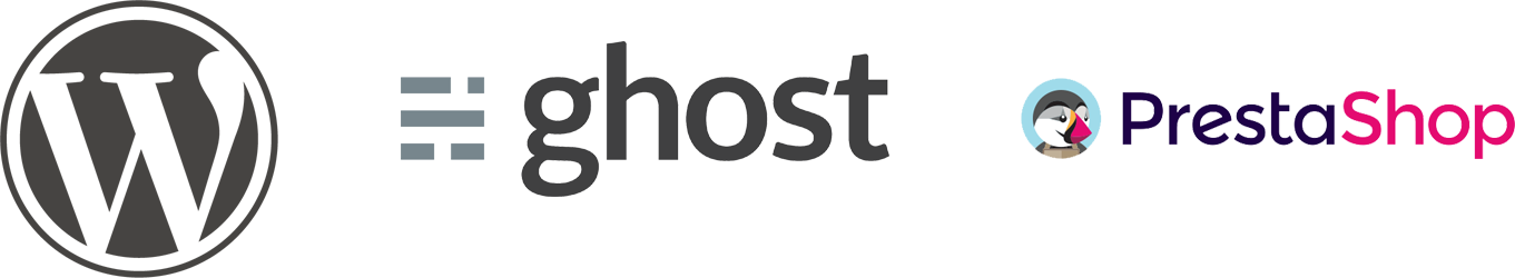 Wordpress, Ghost, Prestashop